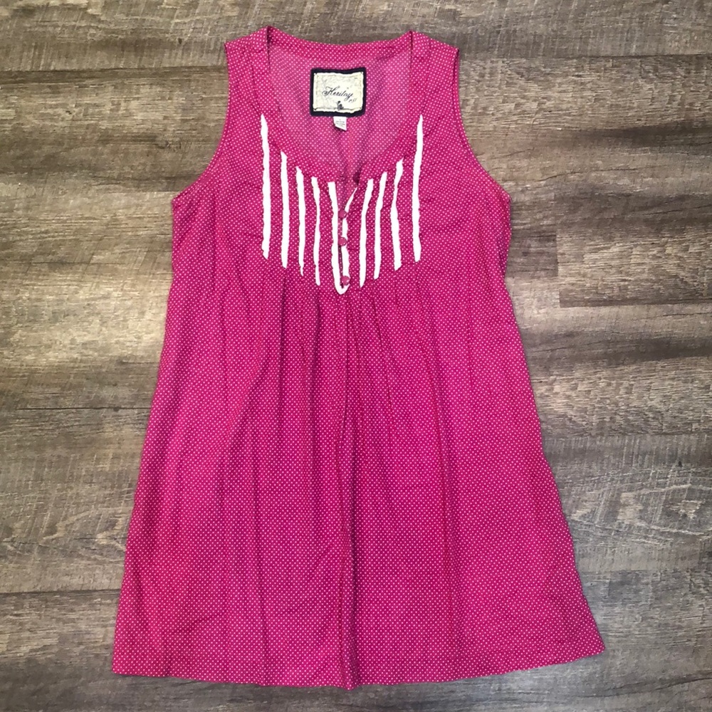 Magenta polka dot shift dress